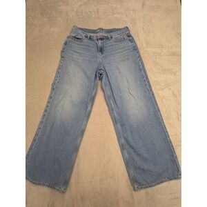 Old Navy Baggy Wide Leg Jeans Womens 12 Blue Y2K High Rise Relaxed Denim